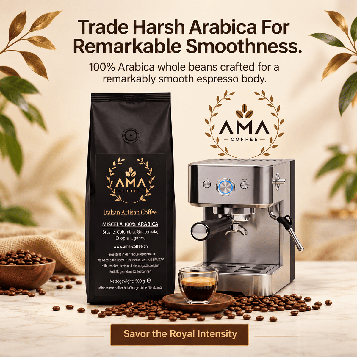 500g Ama Premium 100% Arabica Blend – Whole Beans Coffee - Ama Coffee